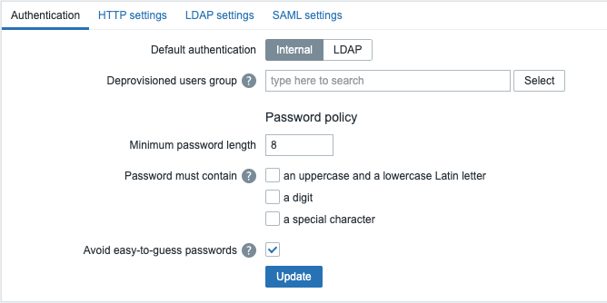 User Password policy