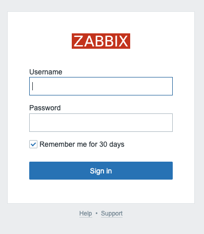Zabbix Welcome page